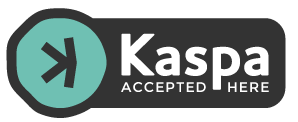 Kaspa Accepted Here — for white/light backgrounds